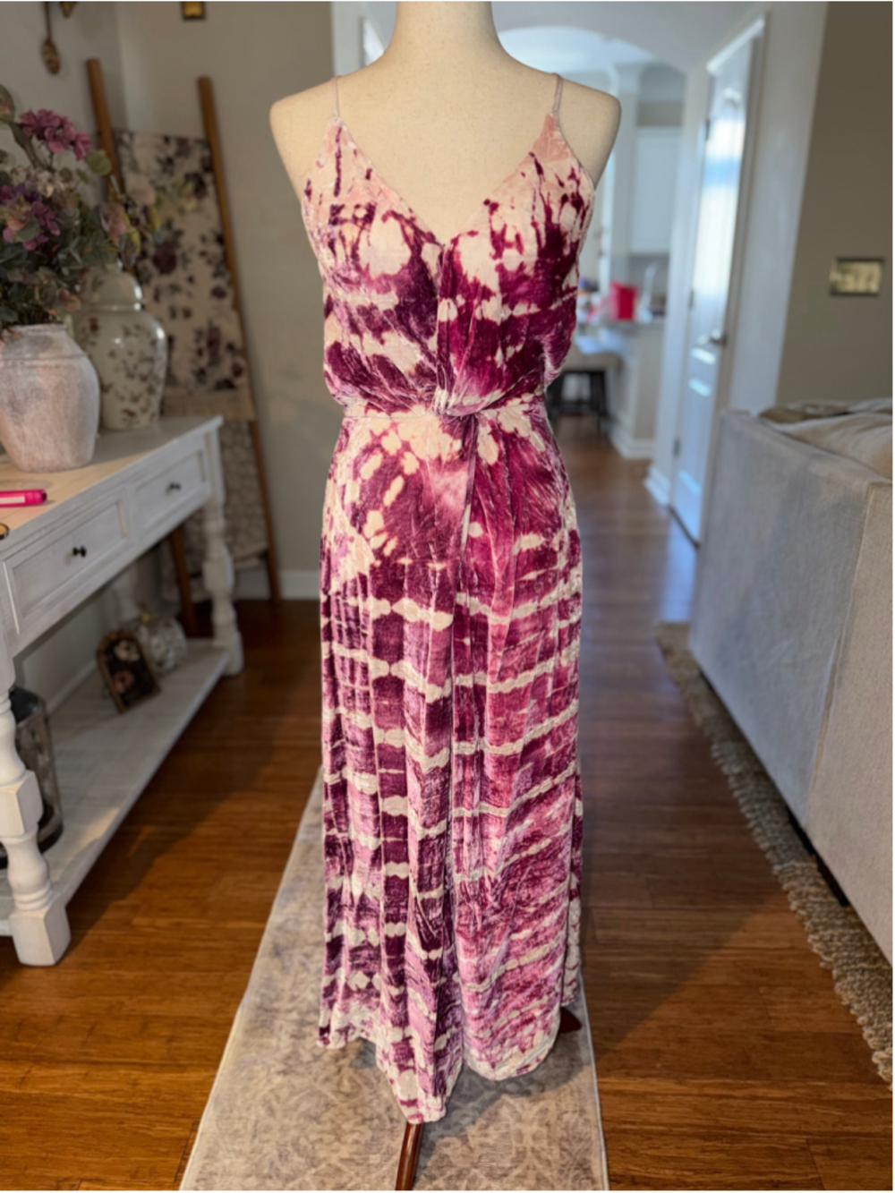 YFB Dress Size S Purple Beige Tie-Dye Velvet NWT - Picture 2 of 6